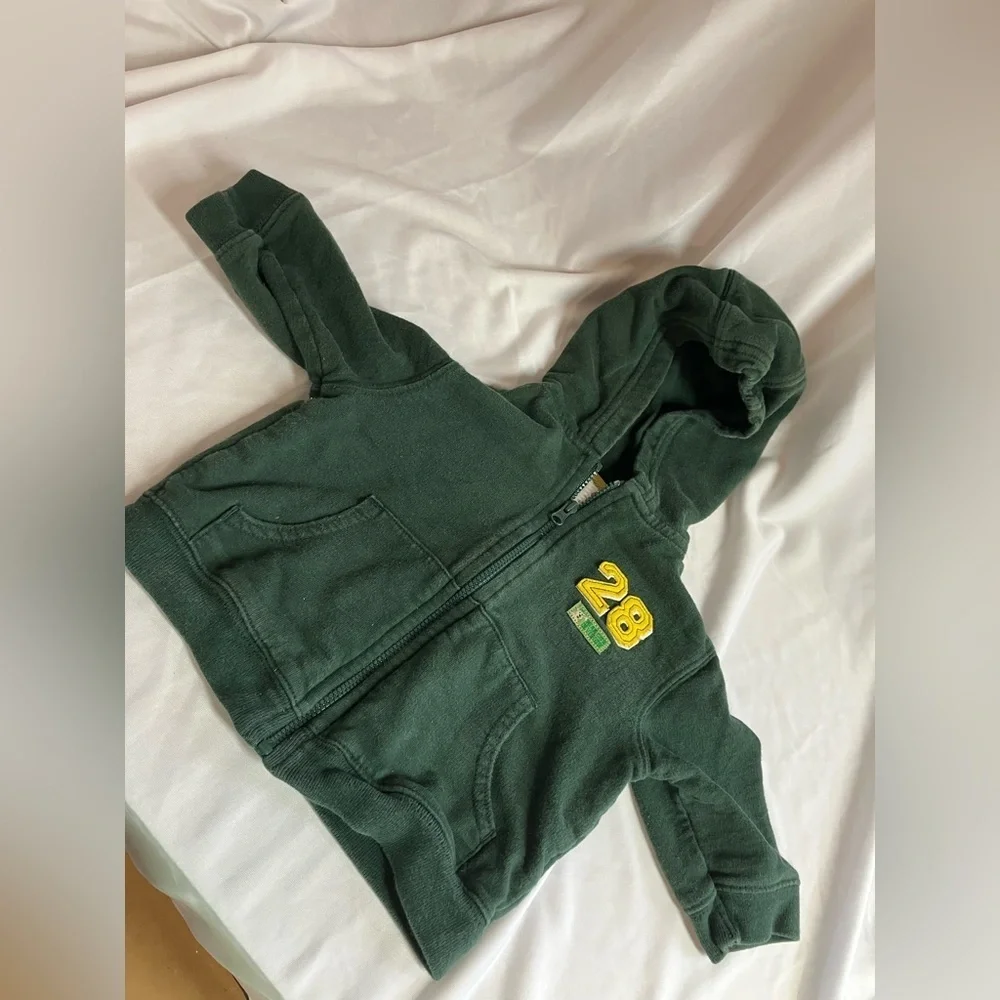 Carter's Green Sweatpants & Hoodie Set with Yellow Accents